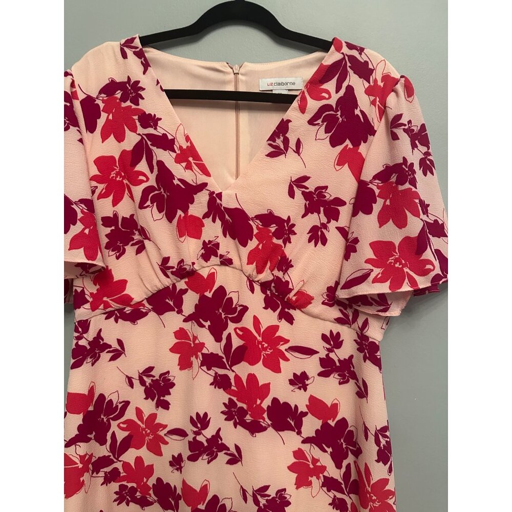 Liz Clairbone Floral Midi Trumpet Dress Pink Size 14 - Picture 2 of 6